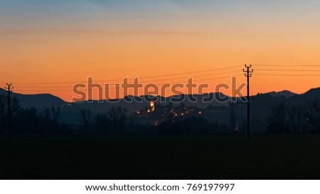 Sunset on Castell'arquato - High definition panorama