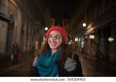 young woman in love on street 