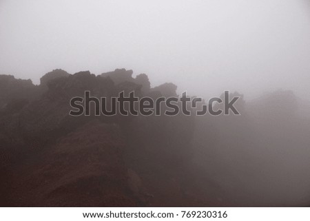  Fuji with bad visibility in fog                              