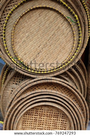 Close up of the baskets at the Rach Gia market
