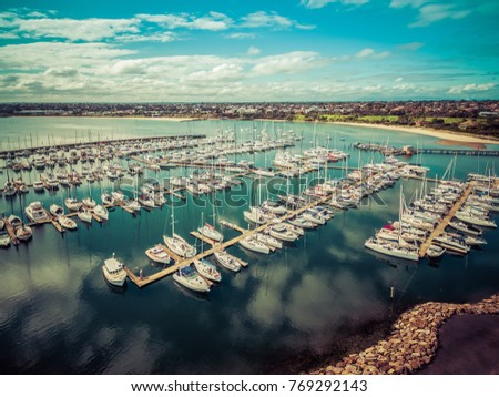 Boats and yachts moored at beautiful marina in Australia