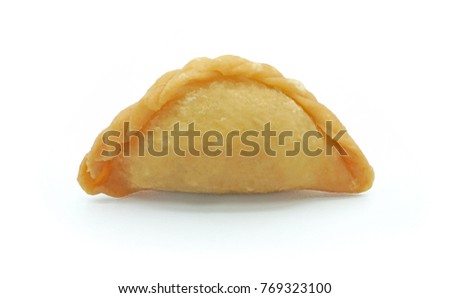 Thai snack Pun Sib, Small fried puff, Isolated on white background cut out with clipping path Royalty-Free Stock Photo #769323100