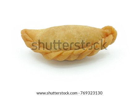 Thai snack Pun Sib, Small fried puff, Isolated on white background cut out with clipping path Royalty-Free Stock Photo #769323130