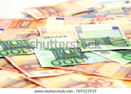 a pile of euro currency as an element of finance and trade