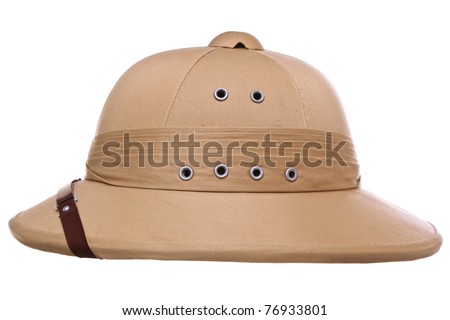 Photo of a pith helmet cut out on a white background