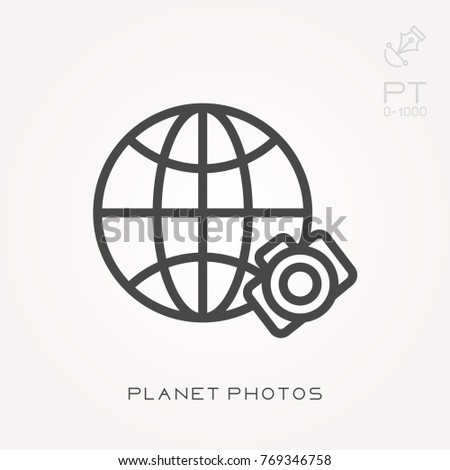 Line icon planet photos