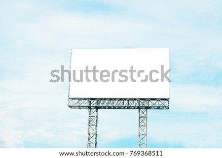 Blank billboard with copy space for advertisement text image with blue sky cloud.