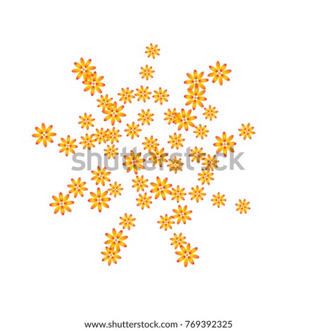 Bright Confetti with gentle flowers, bright colorful background, cute and fun decoration. Floral pattern. Vector illustration for celebration, party, carnival, festive holiday, party and Your project.