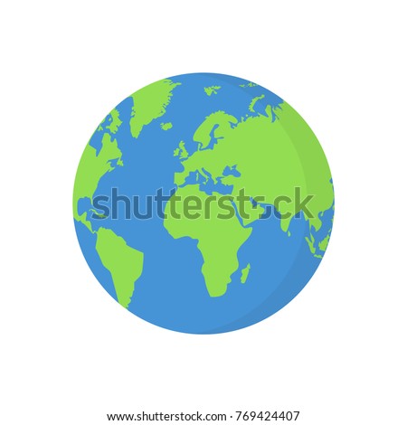 Earth globe isolated on white background. Flat planet icon. Vector illustration.