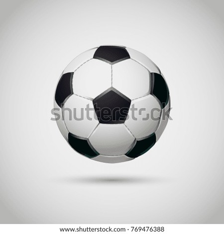 Realistic soccer or football ball on white background