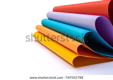 colour paper on white background with copy space