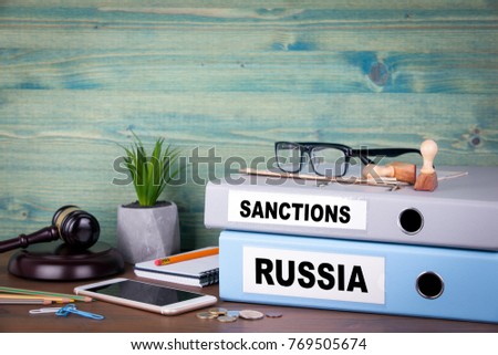 Russia and sanctions concept. Politics and business relations.