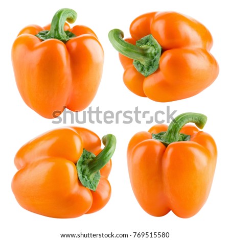 Pepper. Paprika isolated on white. Orange sweet bell pepper. With clipping path. Full depth of field.