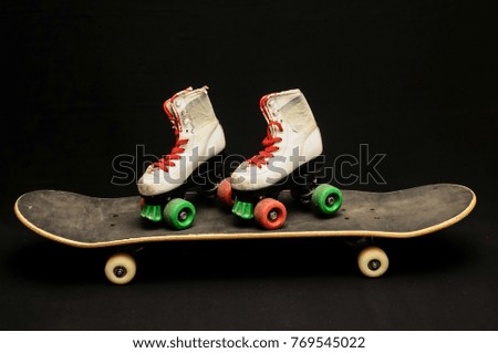 Old Used Wooden Skateboard
