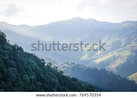 beautiful view of doi mae salong mountain at chiang rai, Thailand.
