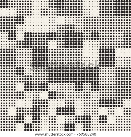 Modern Stylish Halftone Texture. Endless Abstract Background With Random Size Circles. Vector Seamless Mosaic Pattern.