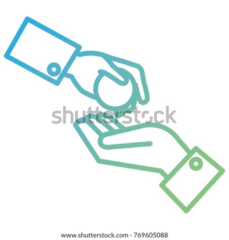 hand paying coin money isolated icon
