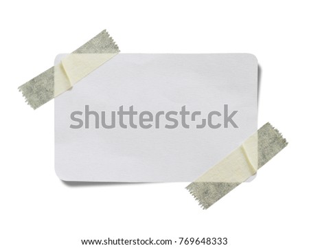 ripped note paper with adhesive tape on white background, this has clipping path.