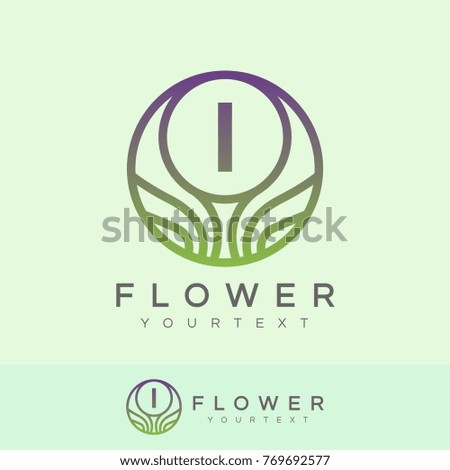 flower initial Letter I Logo design