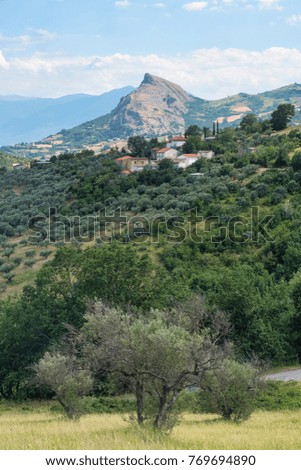 Landscape along the road from Brittoli to Peschiole (Pescara, Abruzzi, Italy) at summer