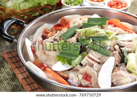 hot pot cuisine with meat