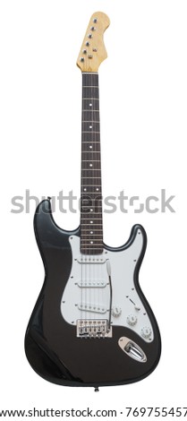 Vintage electric guitar on a white background