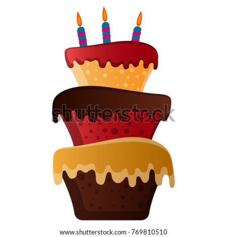 Birthday cake isolated on white background, Vector illustration