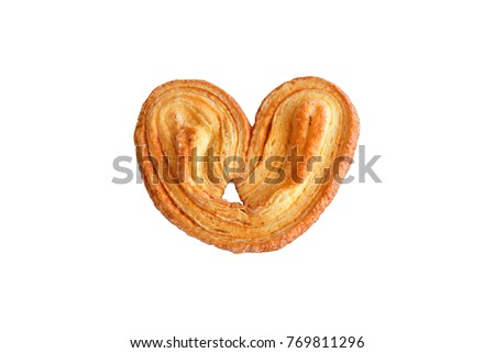 Butterfly Puff Pastry or Palmier Cookie Isolated on White Background Royalty-Free Stock Photo #769811296