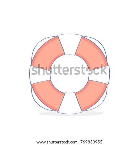 Lifebuoy isolated on white background with clipping path, vector outline illustration, symbol of Help, Support,  Assistance, Emergency Aid icon concept
