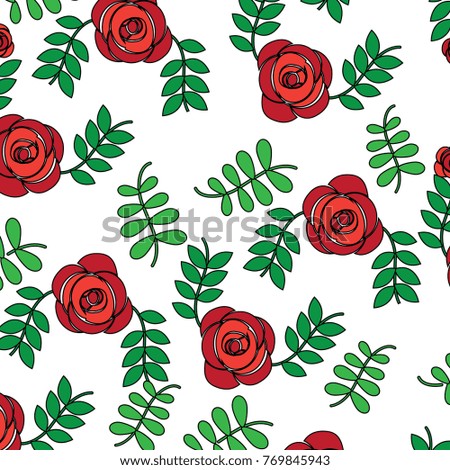 roses flower natural leaves decoration pattern
