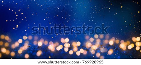 Christmas light background.  Holiday glowing backdrop. Defocused Background With Blinking Stars. Blurred Bokeh.