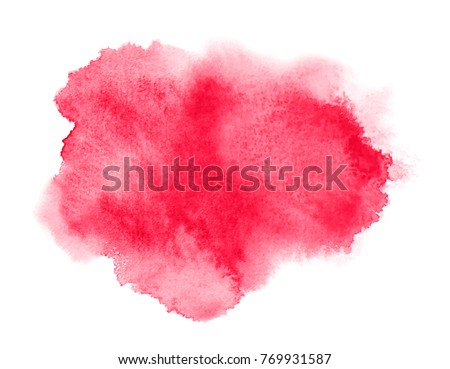 Red watercolor stain with wash. Watercolor texture for Valentine day, wedding, save date card. Vector
