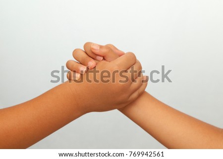 Children handshaking hands