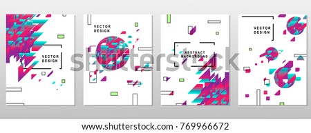 Placard templates set with abstract shapes, 80s memphis geometric style flat and line design elements. Retro art for a4 covers, banners, flyers and posters. Eps10 vector illustrations Royalty-Free Stock Photo #769966672