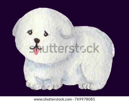 Watercolor white dog