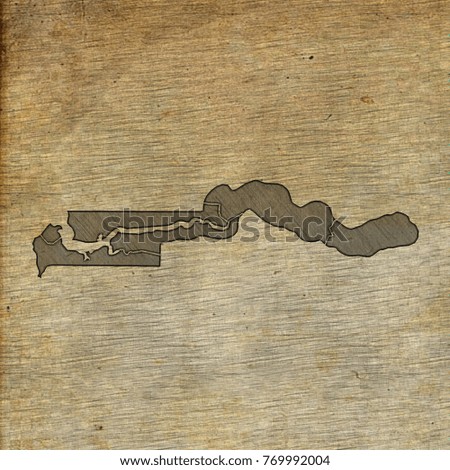 Gambia map old sketch hand drawing on vintage background