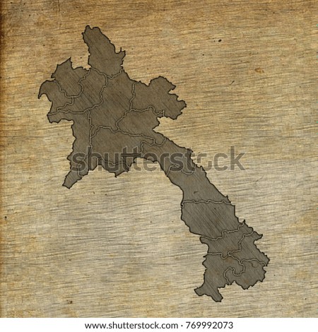 Laos map old sketch hand drawing on vintage background