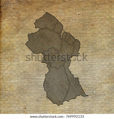 Guyana map old sketch hand drawing on vintage background