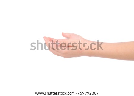 hand of a child on a white background