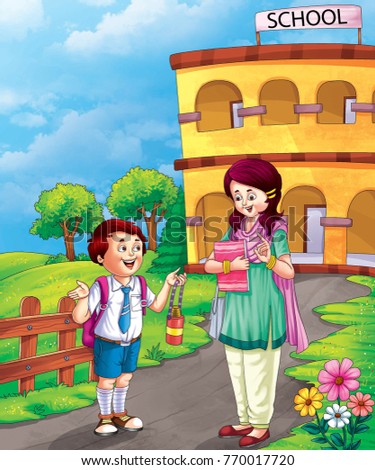 illustration of teacher and student