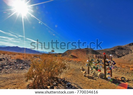 Famous Teakettle Junction on the way to Racetrack Playa in Death Valley National Park, California