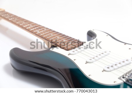Electric Guitar Close Up with white background.