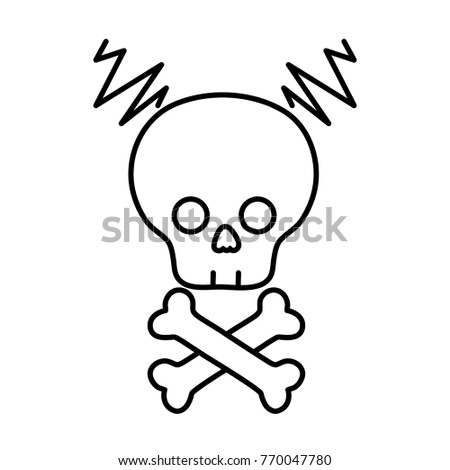 line skull with bones to dander symbol to death