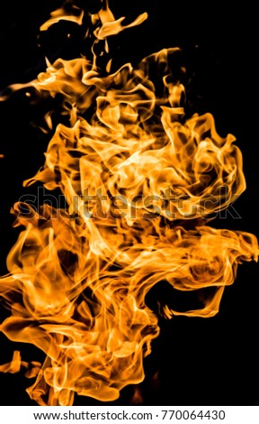 bright flame of fire on a black background