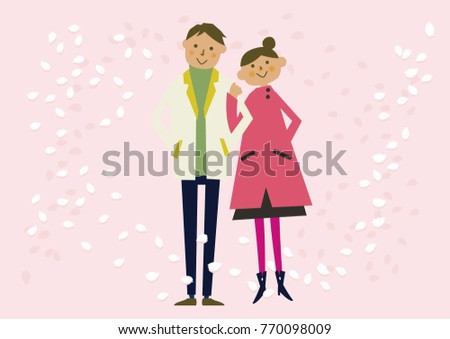 Image of spring.
Warm season.
A woman with spring coat.
Spring lovers.
Clip art of the season.
Calendar clip art.
early spring.