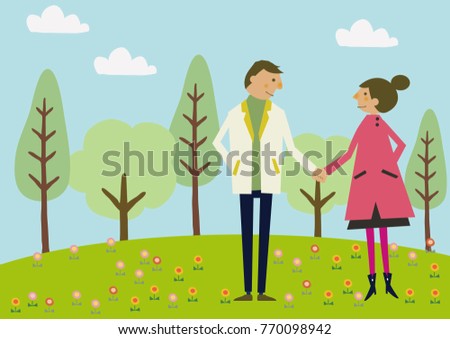 Image of spring.
Warm season.
A woman with spring coat.
Spring lovers.
Clip art of the season.
Calendar clip art.
early spring.
