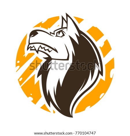 wolf head black and white mascot illustration esports logo