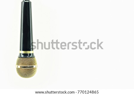 Microphone Gold on isolated white. Concept music and entertainment