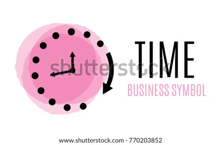 Clock icon in flat style on color of the timer background. Element vector design. Watch the time on the character page for design the web site.vector illustration for advertising.
