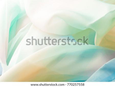 The texture of the silk fabric, blue light green pattern